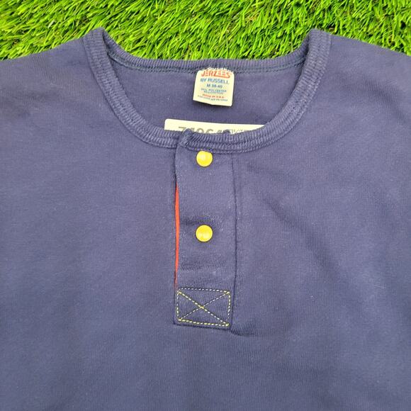 Vintage 80s JERZEES Henley Sweatshirt S/M 18x24 Purple Crop USA - Picture 10 of 10